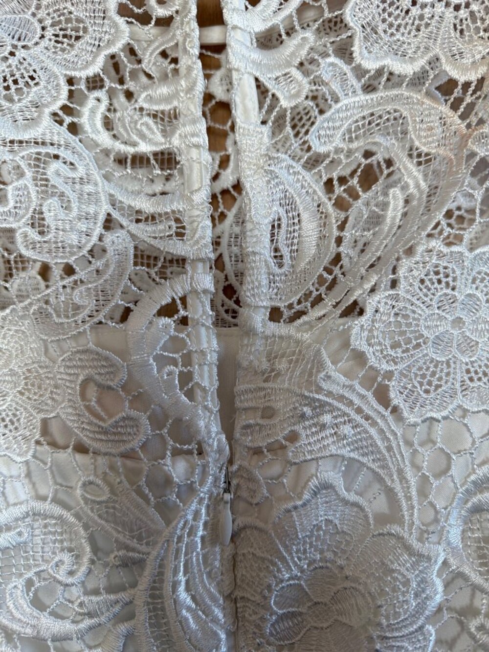 Adrianna Papell Ivory Lace Sleeveless Sheath Dress Illusion Neckline Size 10 NWT - Picture 15 of 16